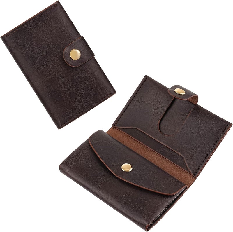 ZHOMA Credit Card Holder and Business Card Holder with Coin Pocket, Slim Minimalist Leather Wallet with ID Window for Women and Men - Dark Brown - Image 1